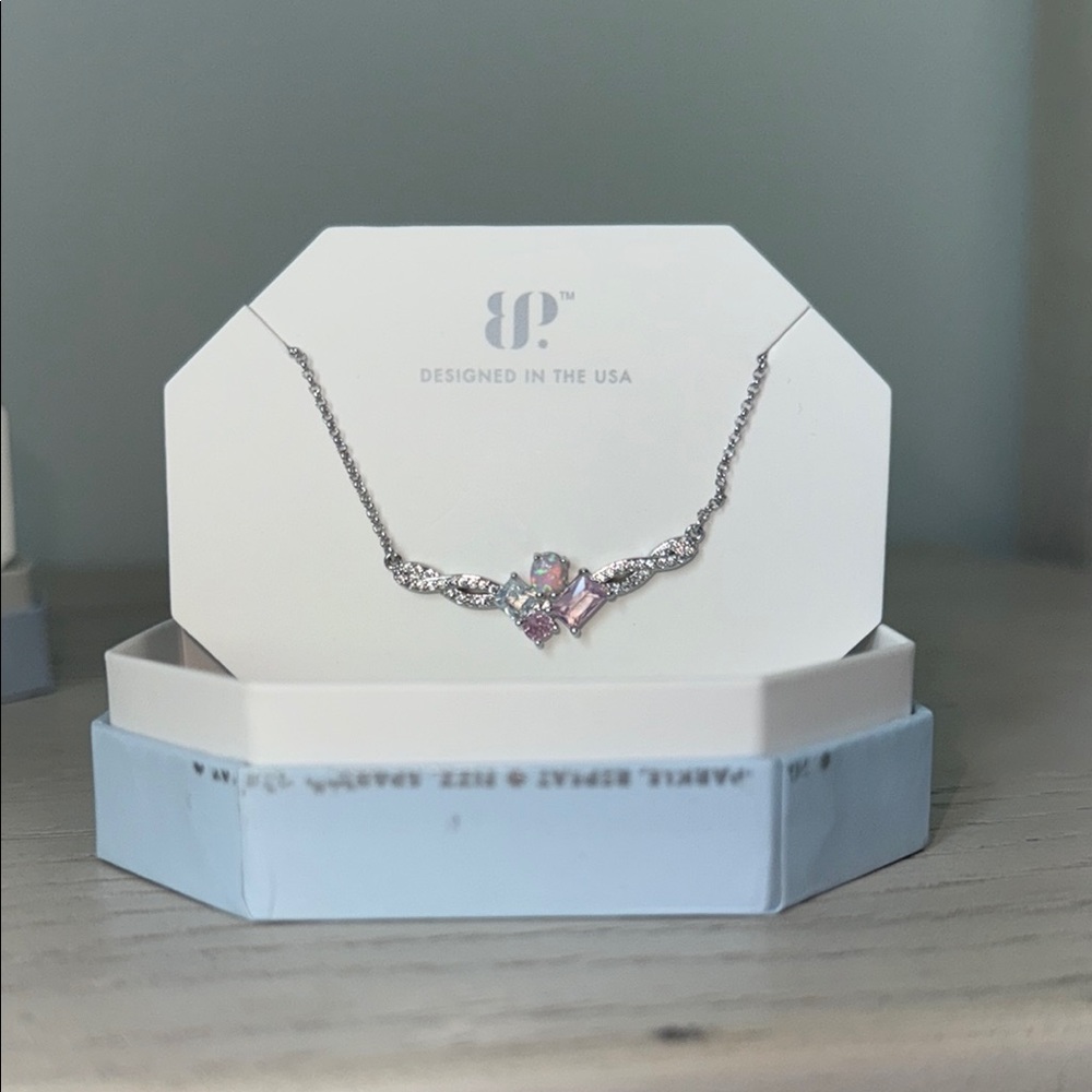 Elegant Silver Necklace with Multicolor Gemstones